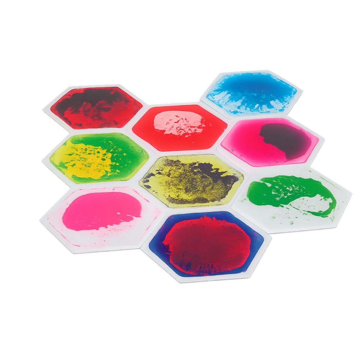 Small Hexagon Liquid Sensory Floor Tiles — Set of 18