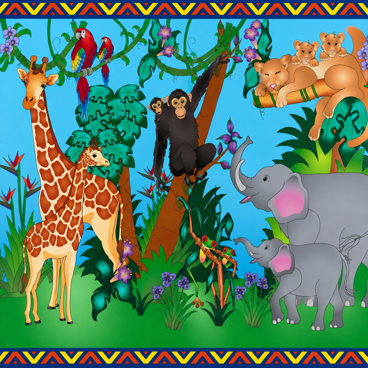 Animal Families Kids Themed Wall Mural