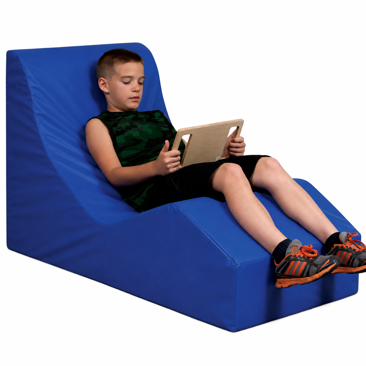 Kid in bedroom on the Vibroacoustic Relaxer Chair