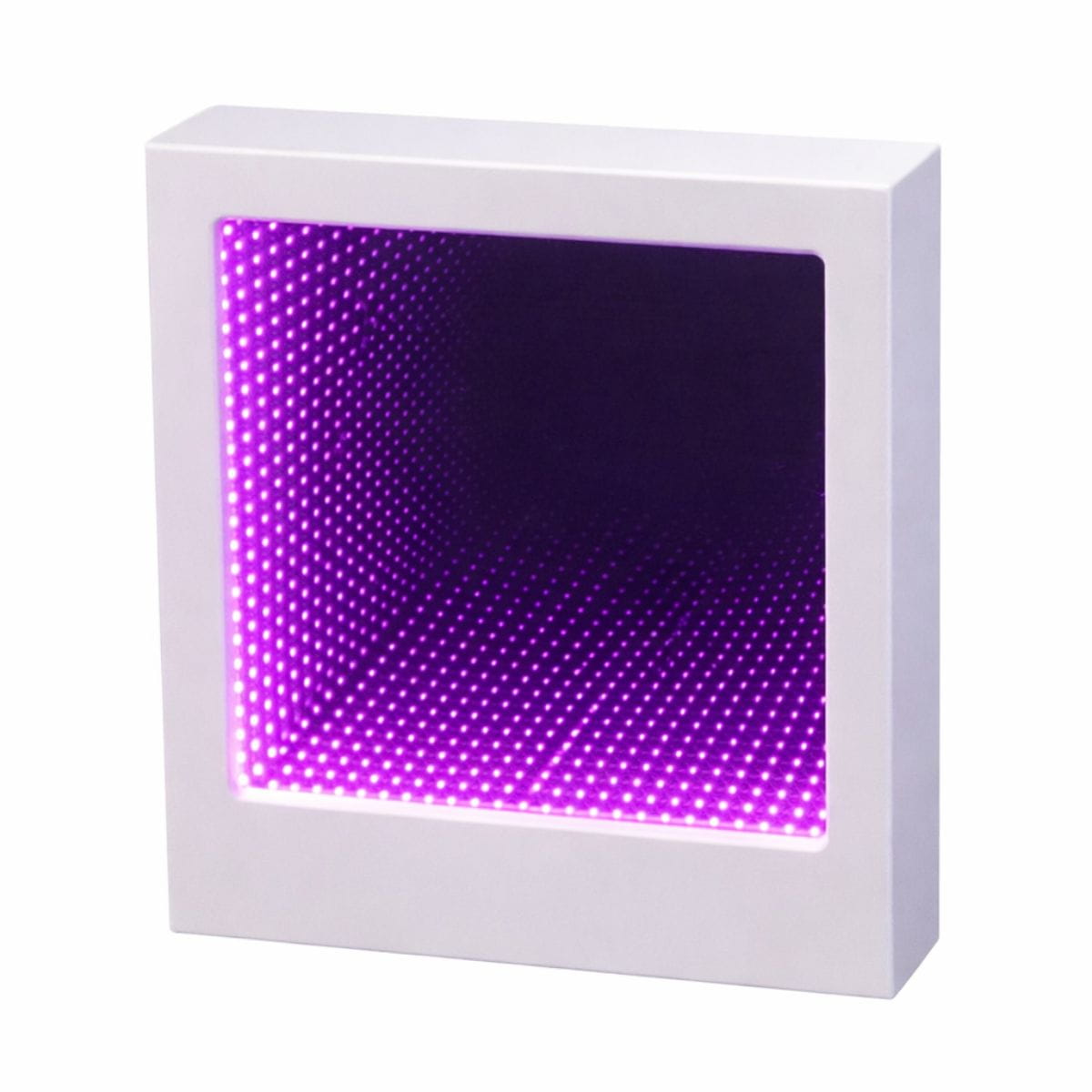 Calming LED Infinity Tunnel showing the purple color