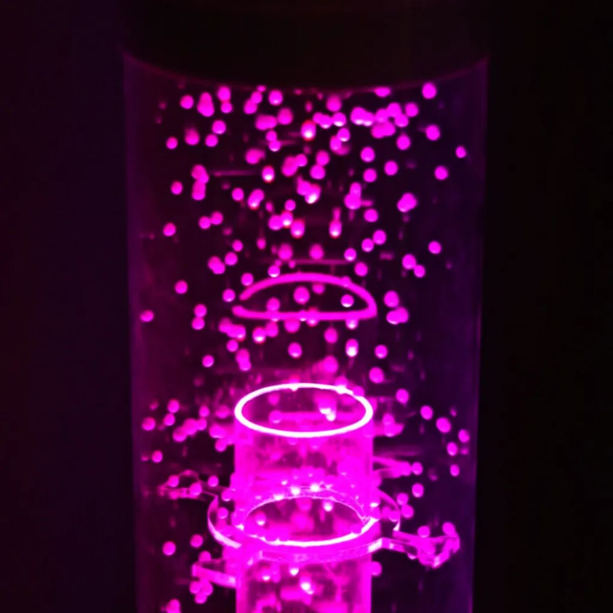 Closeup of Vecta Budii Mobile Sensory Cart bubble tube in pink