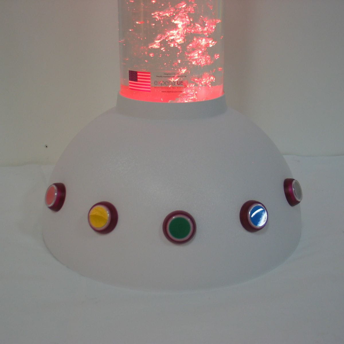 Closeup of base with five color options on Touch Sensitive LED Bubble Tube