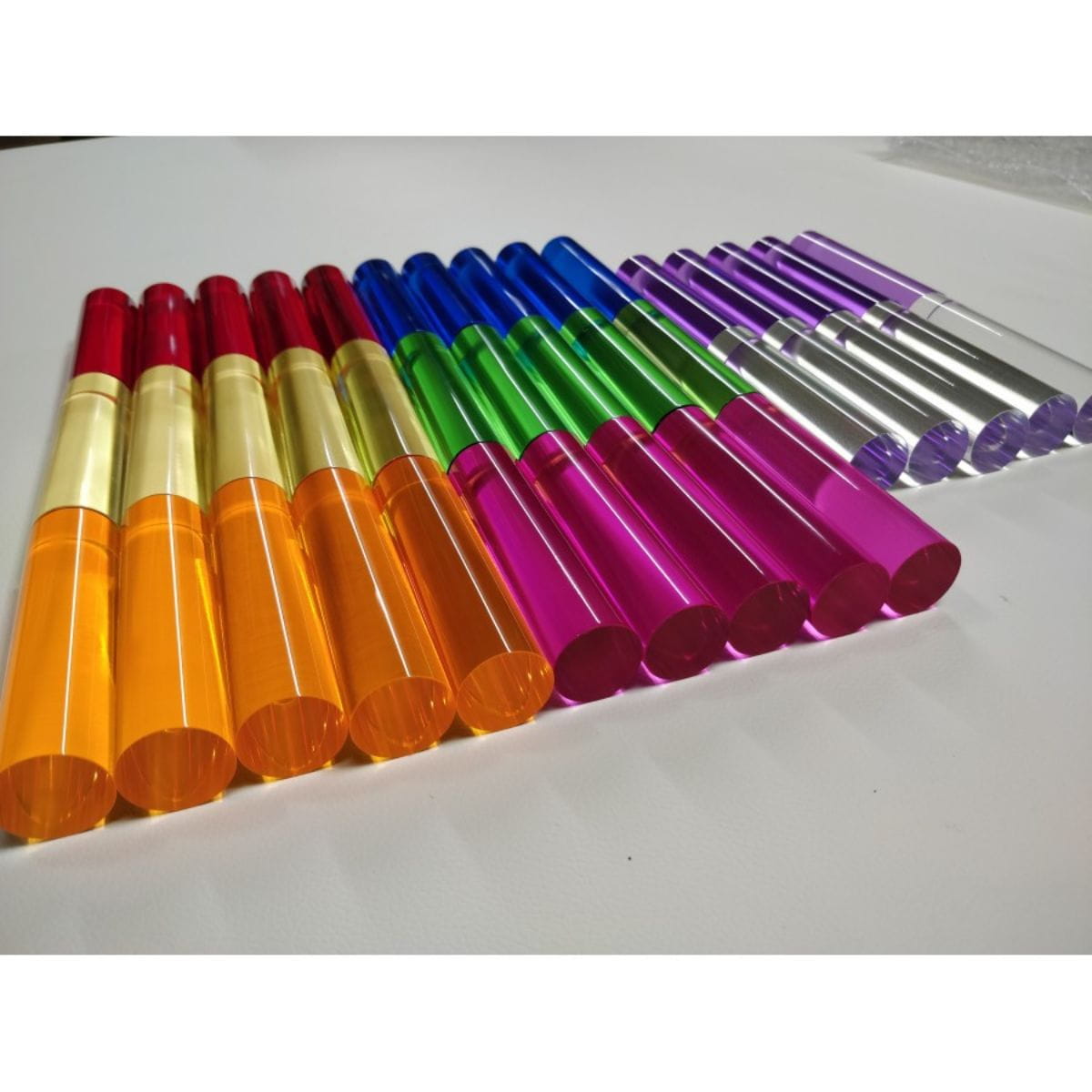 Closeup of the 8 different additional colored pegs - 40 total