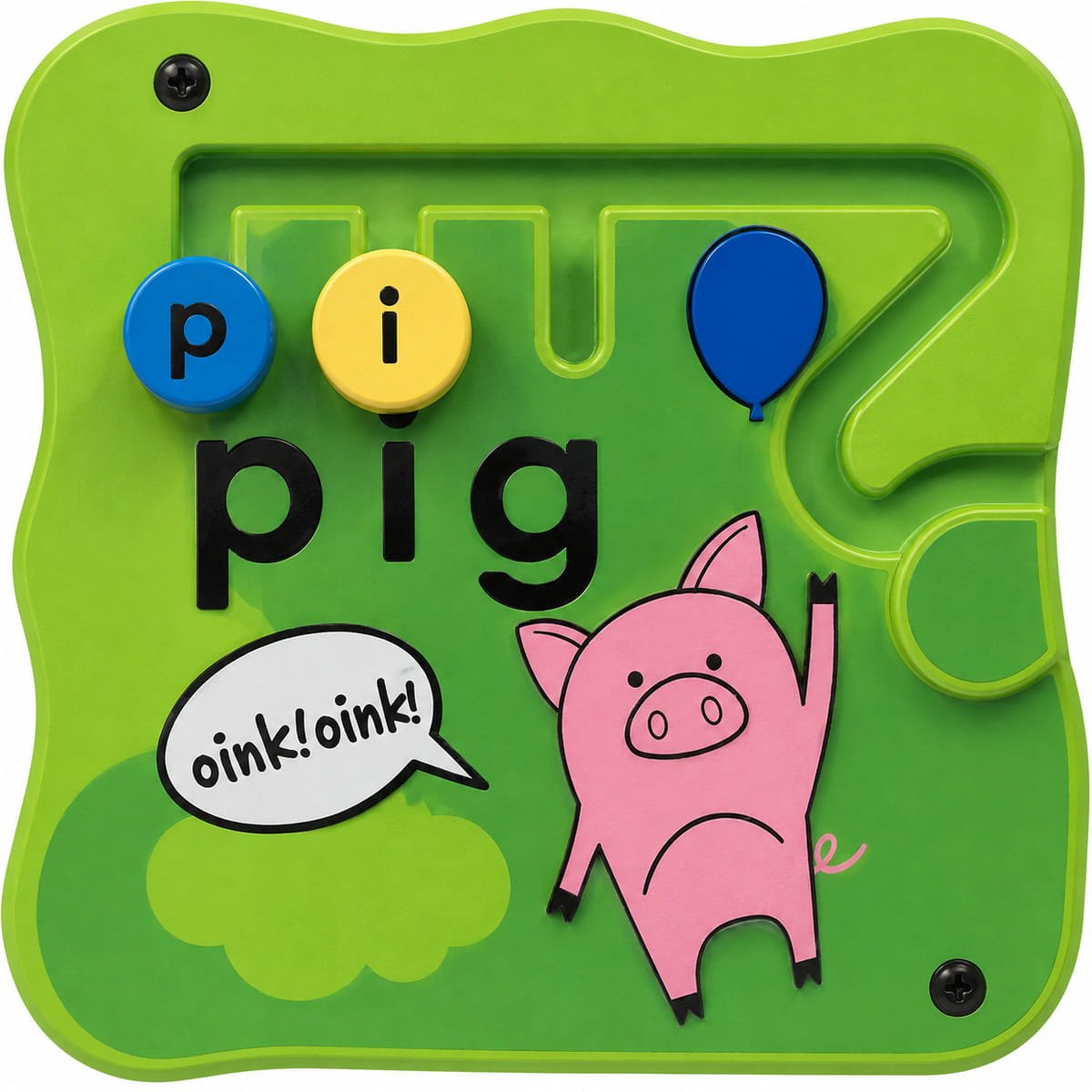 Closeup of the pig on the Alphabet Tree Sensory Wall Panel