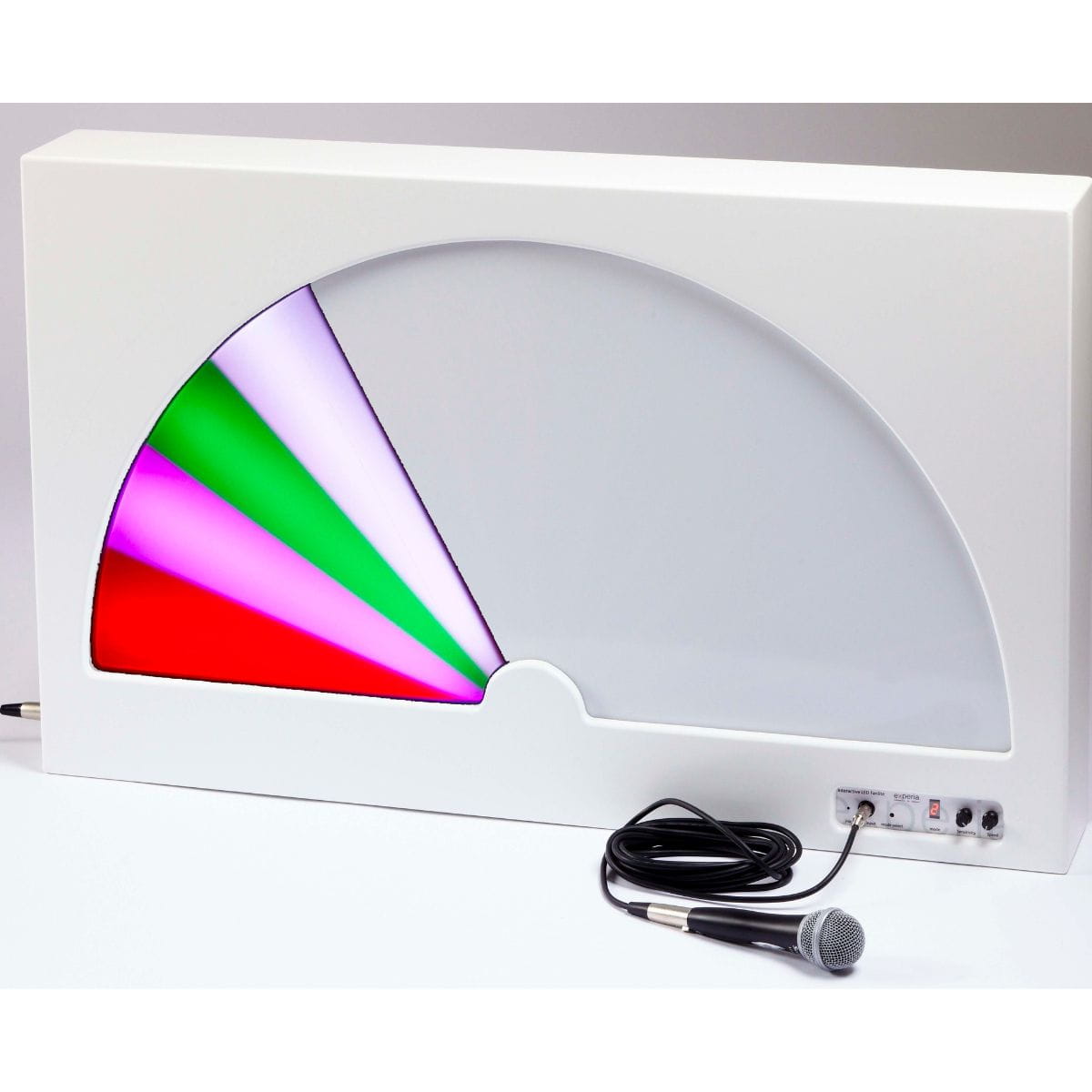 Experia USA Interactive LED Fanlite with 4 colors lit up and microphone plugged in