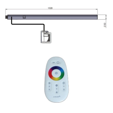 Fiber Optic Sensory Light Wall Cascade Remote Control and Rod Dimensions