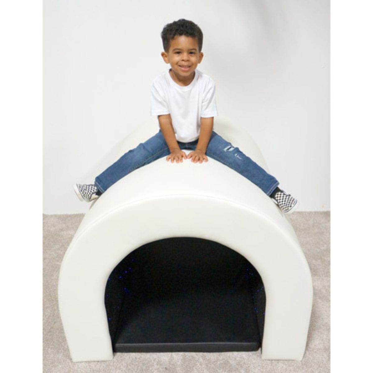 Fiber Optic Tranquility Tunnel with kid on top of it