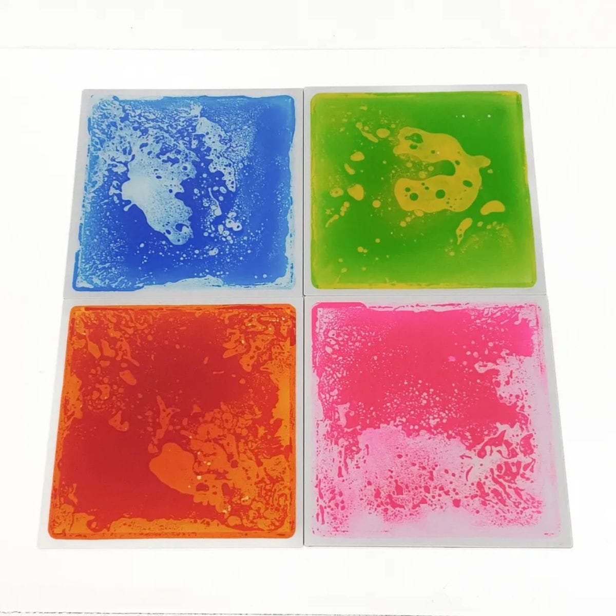 Four Large Square Liquid Sensory Floor Tiles in a larger square shape