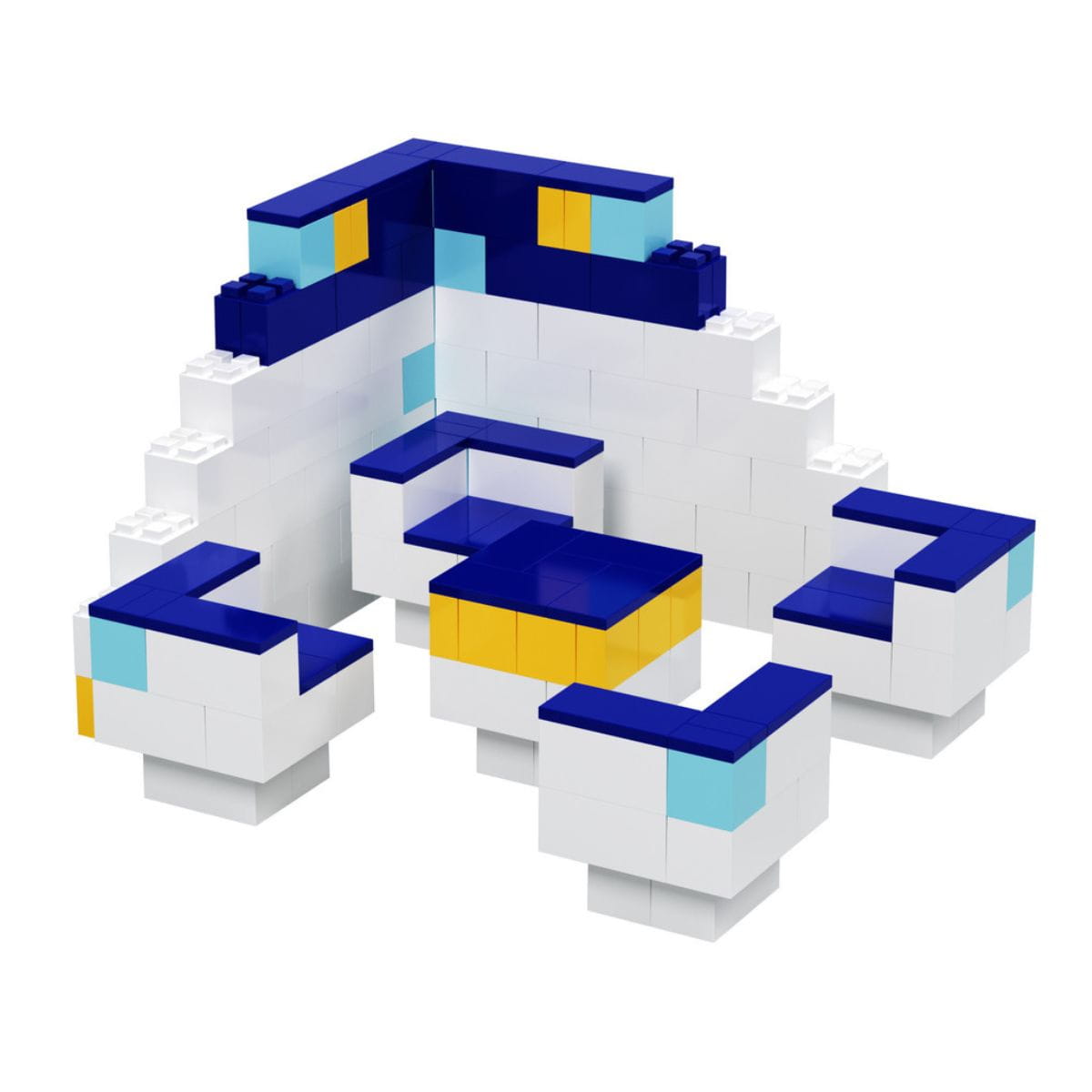Furniture set built from the Medium starter set of EverBlock Blocks