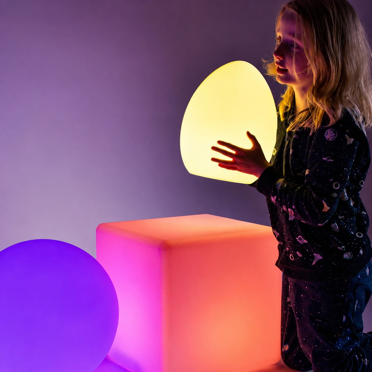 Girl holding the Sensory Egg Light