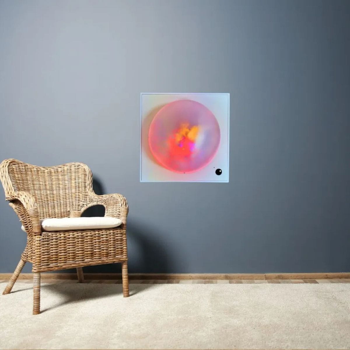 Interactive Sound Light Dome mounted to the wall with chair next to it