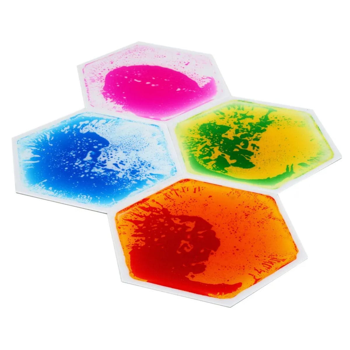 Large Hexagon Liquid Sensory Floor Tiles for kids in various colors
