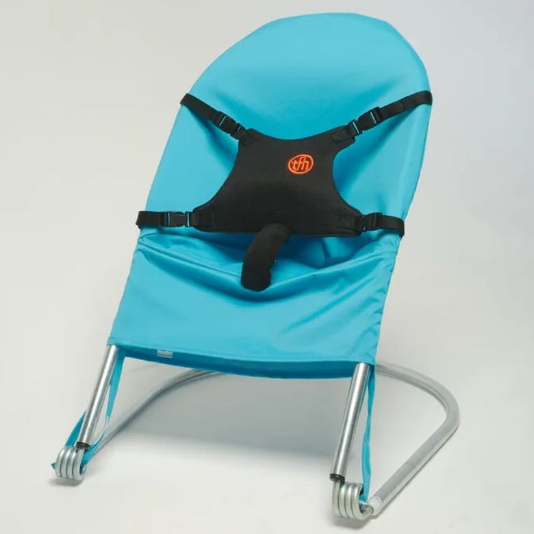 Light Blue Sensory Bouncy Chair with harness