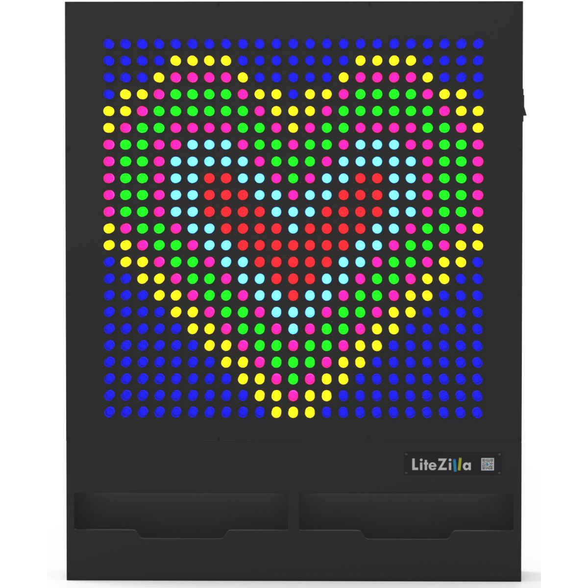 LiteZilla Giant Light Wall 4x5 in Black with a heart designed on it in many colors