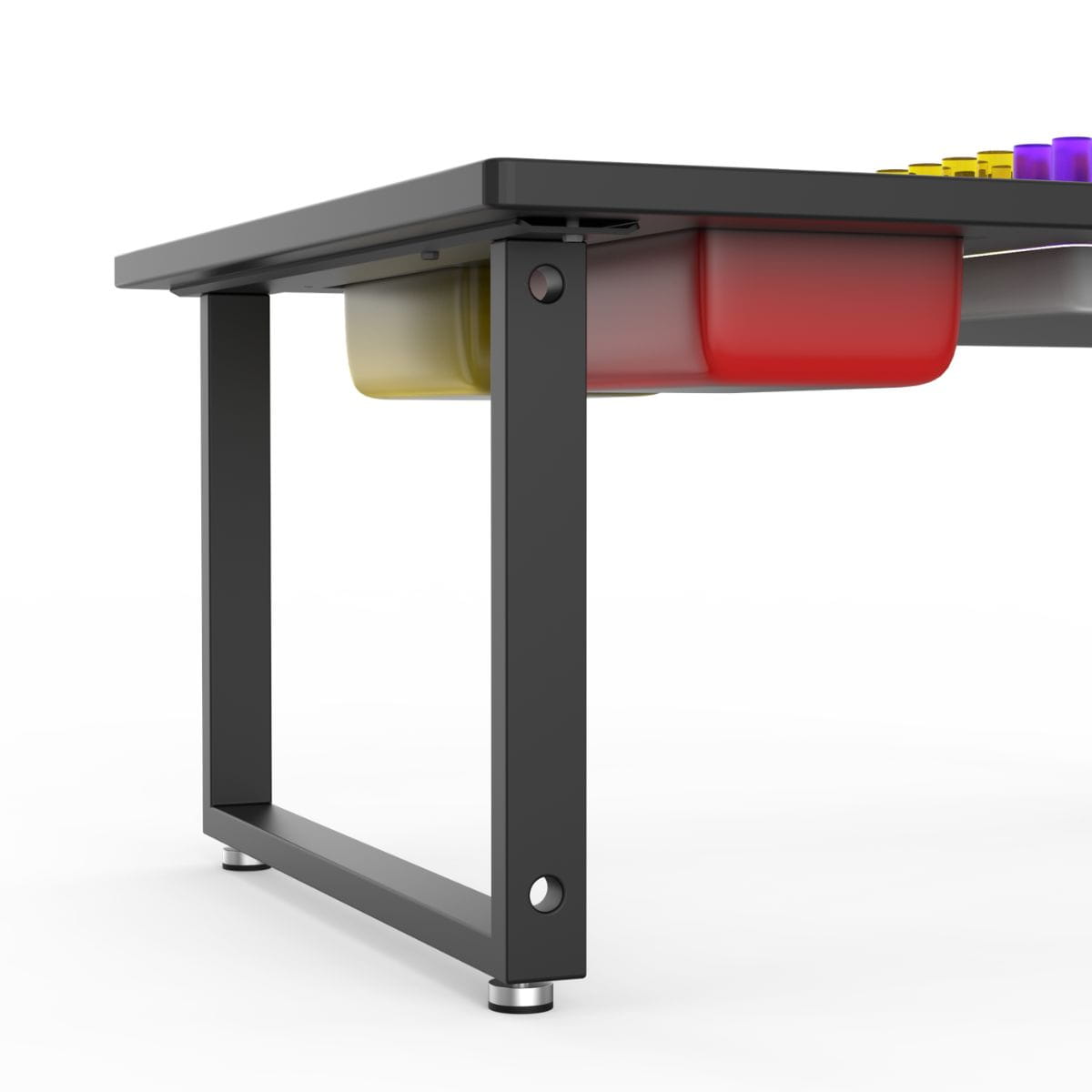 LiteZilla IllumiTable Interactive Light Table view of legs and bottom of storage bins