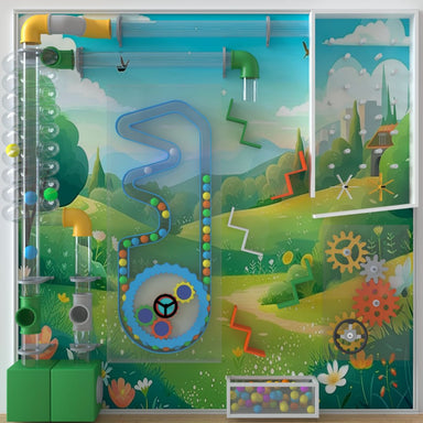 LiteZilla Ultimate Ball Launcher with a outside scene of trees and hills and flowers