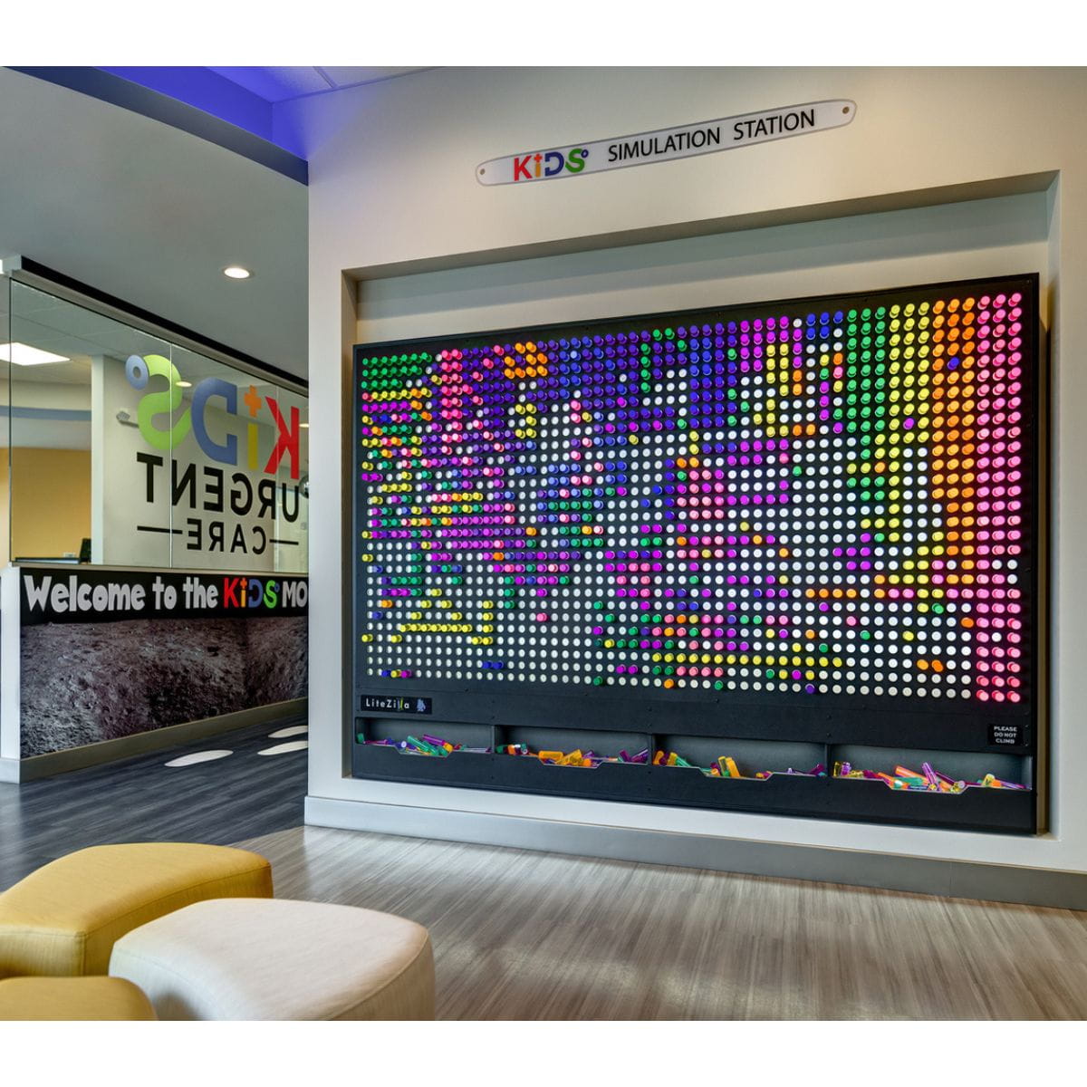 LiteZilla 8x6 Interactive Light Wall design in hospital space