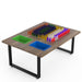 LiteZilla IllumiTable Light Bright Table in Walnut Veneer Finish and green and blue bins