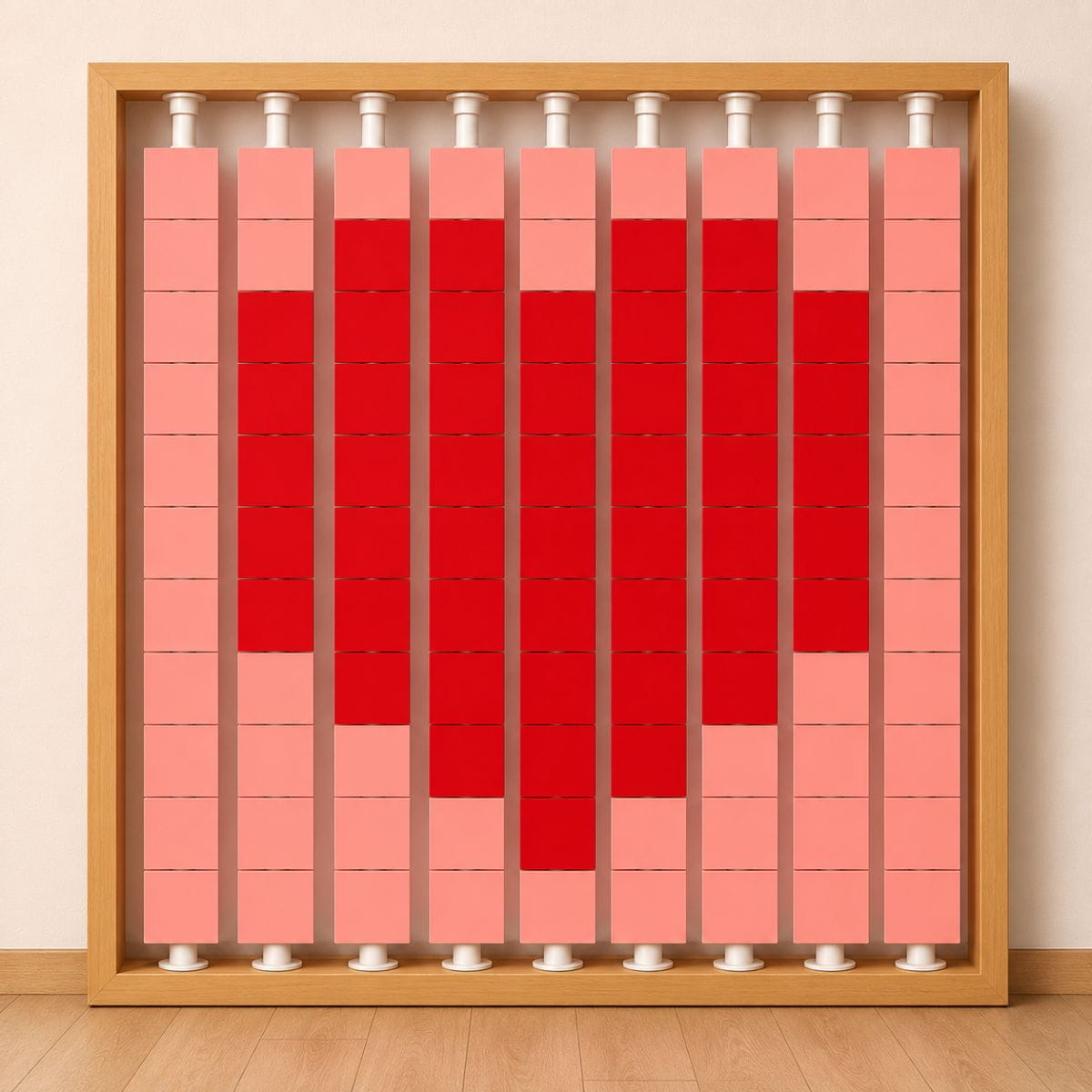LiteZilla Mosaico Interactive Wall with heart shaped design in pink and red squares