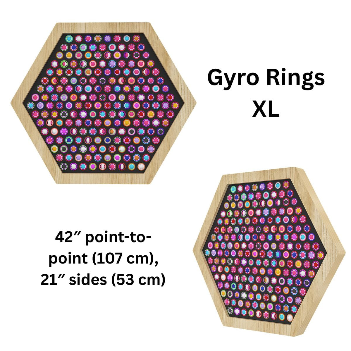 LiteZilla Multi-Sensory Hexagon Panel Gyro Rings XL 42 inch Front View and Sideview