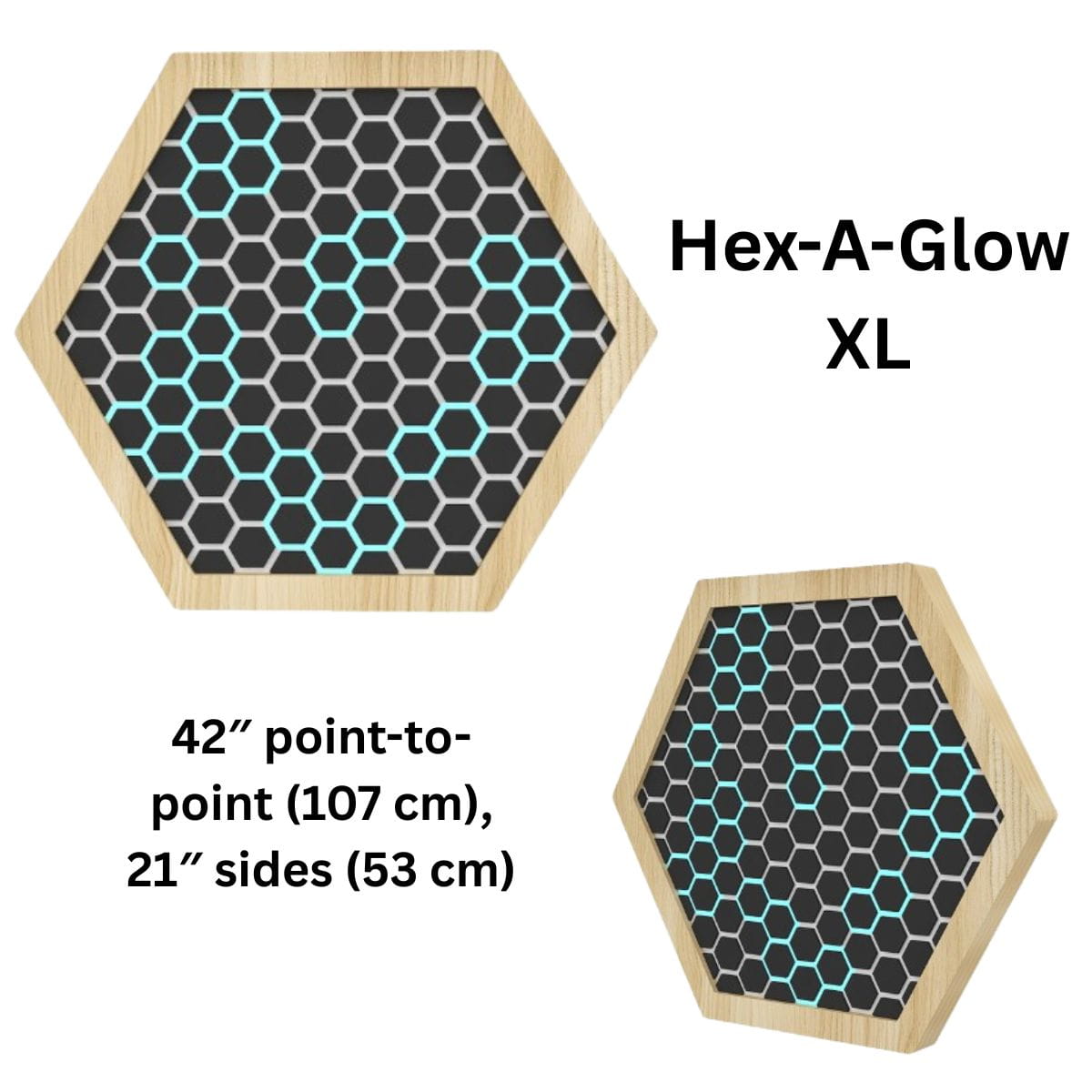 LiteZilla Multi-Sensory Hexagon Panel Hex-A-Glow XL 42 inch Front View and Sideview
