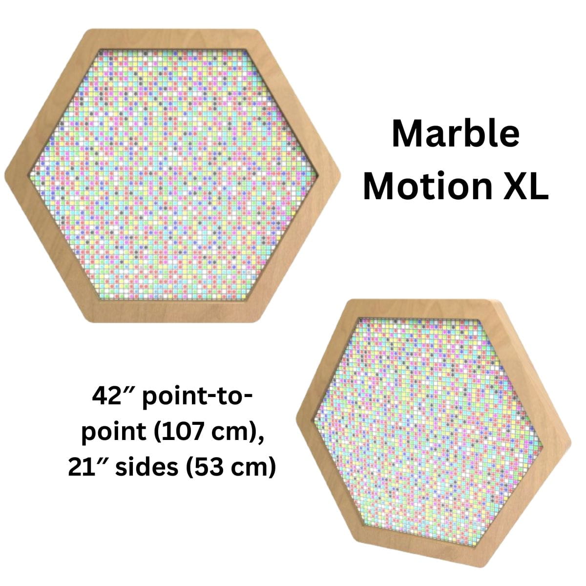 LiteZilla Multi-Sensory Hexagon Panel Marble Motion XL 42 inch Front View and Sideview