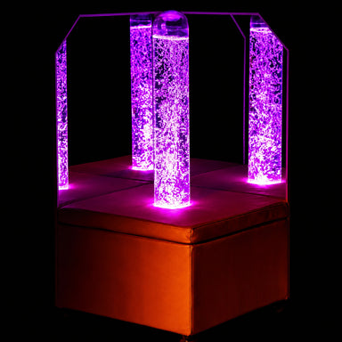 Portable Bubble Tube Corner with lights out and pink bubble tube