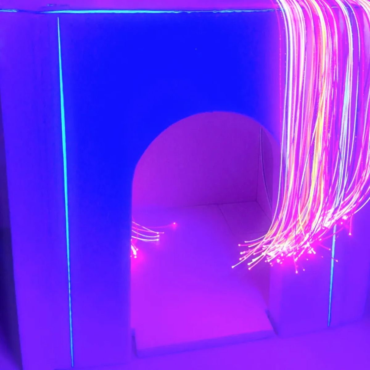 Portable Sensory Den from TFH with lights hanging from top