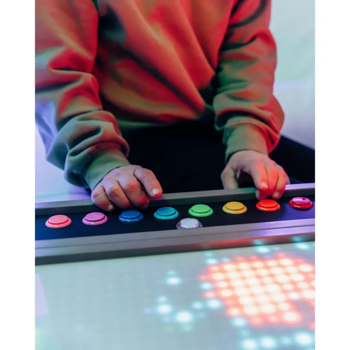 Pusing the buttons on the TFH Pixels Pro Interactive Panel