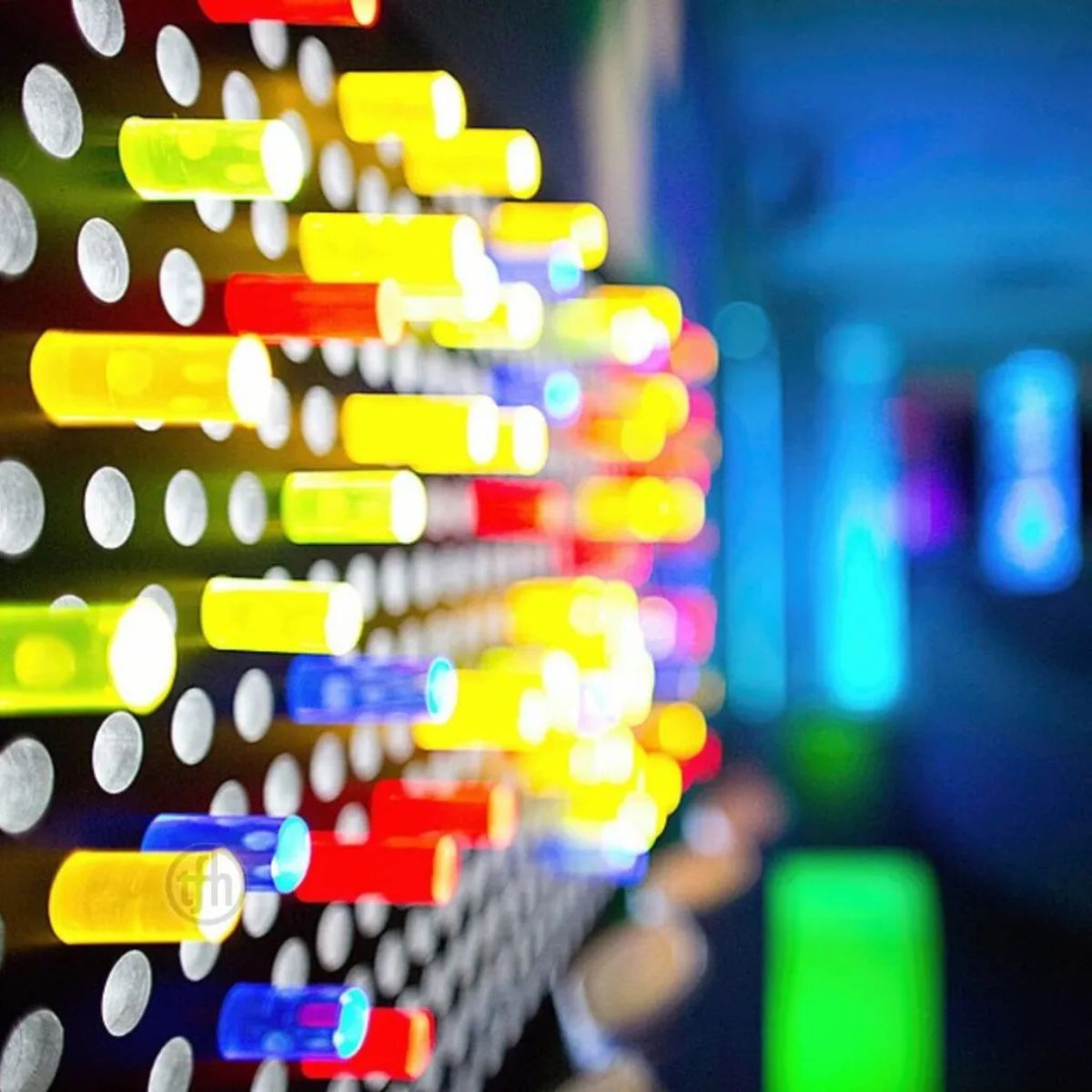 Rod Wall Sensory Light Wall Panel sideview of lit up pegs
