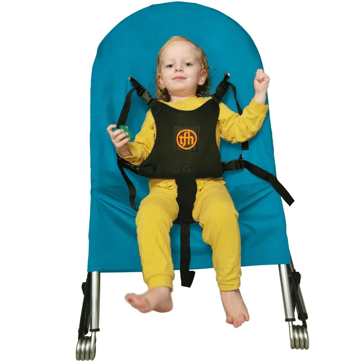 Sensory Bouncy Chair with kid in it smiling