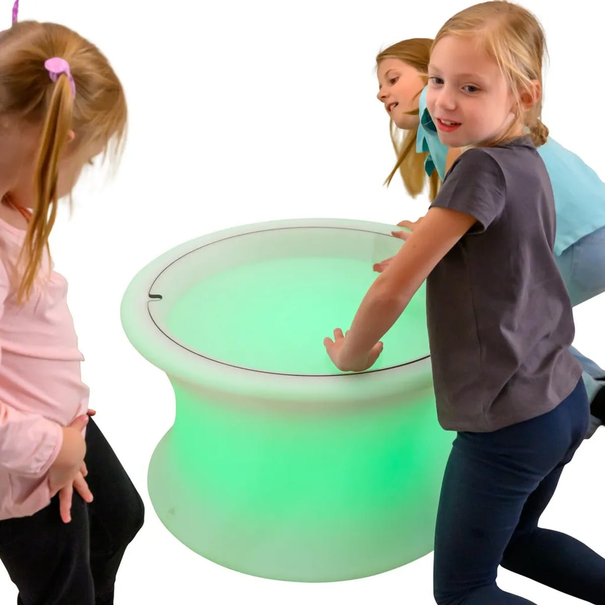 Sensory Mood Light Table in green with three kids playiung around it