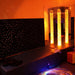 Sensory Room LED Fiber Optic Wall Carpet lit up with bubble tube next to it