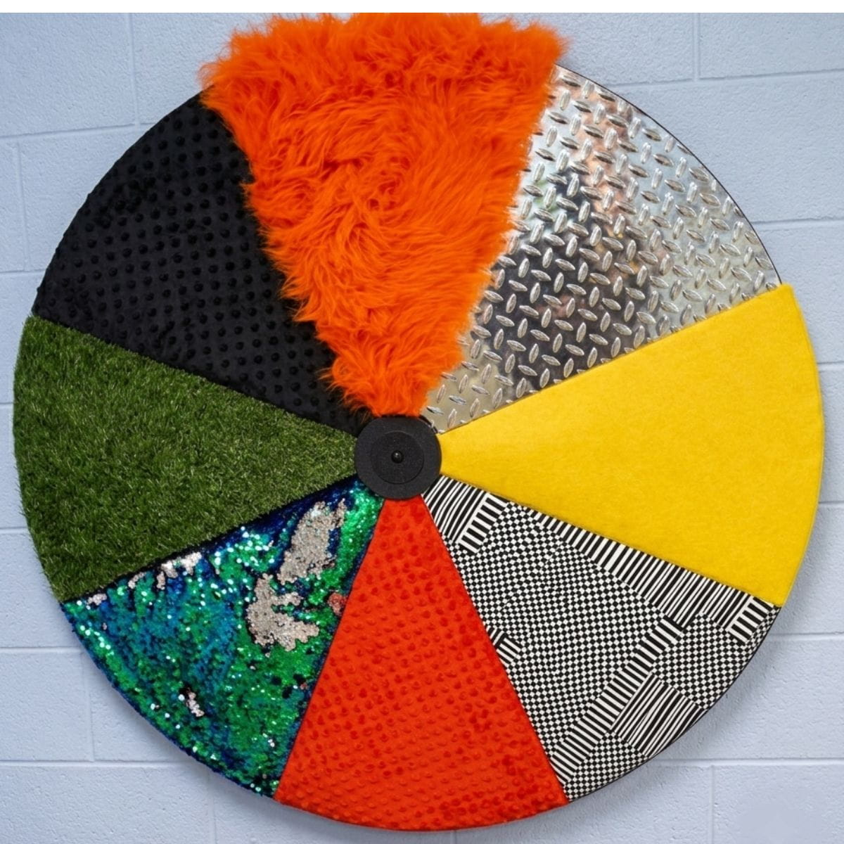 Sensory Texture Wheel mounted on wall