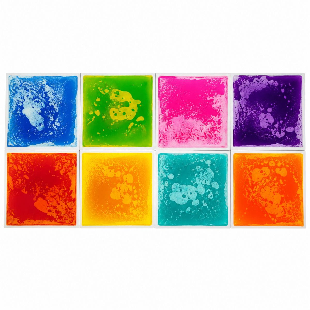Set of 8 Large Square Liquid Sensory Floor Tiles in multiple colors