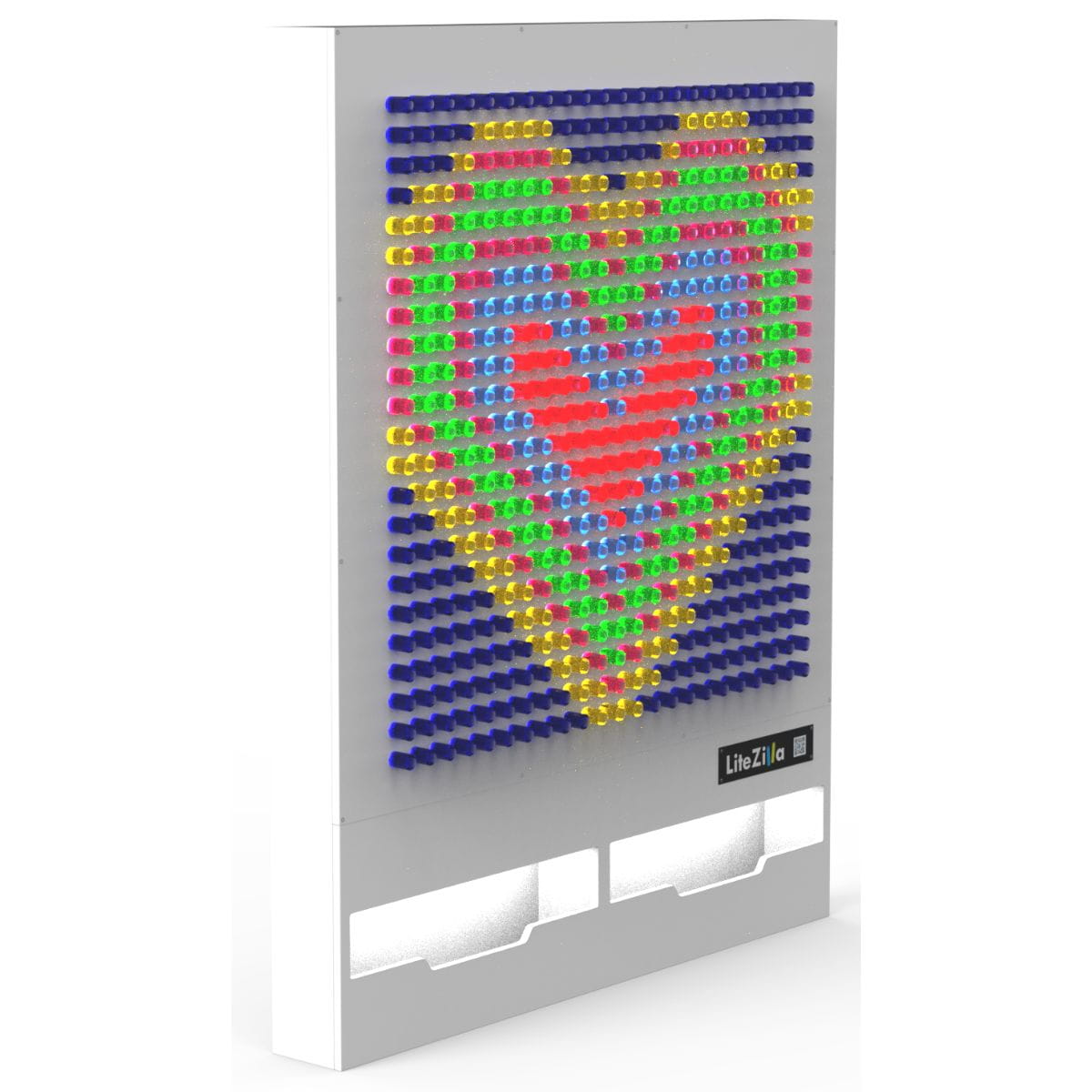 Sideview of 4x5 LiteZilla giant interactive light wall in the color white
