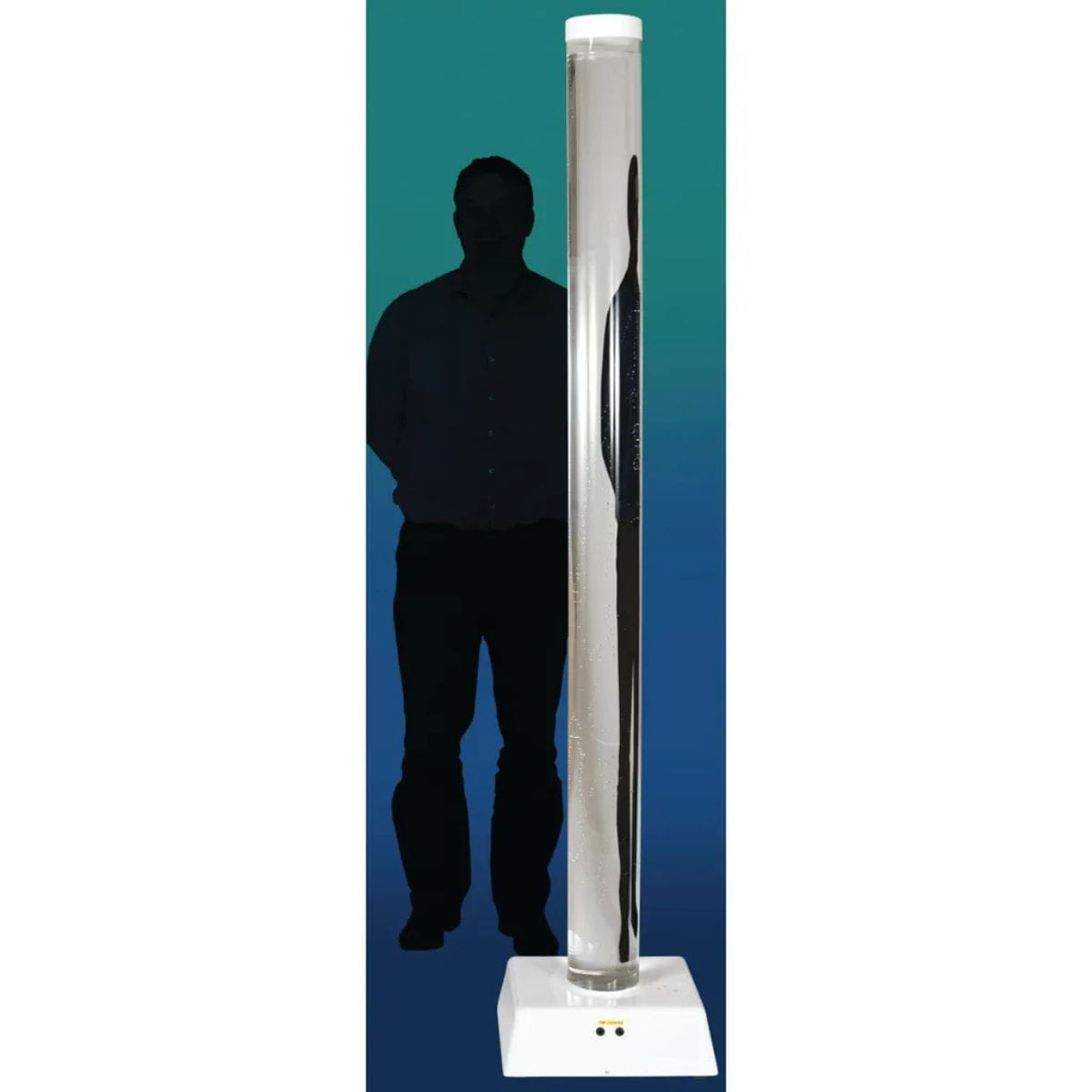 Silhouette of person next to 80 inch Interactive LED Bubble Tube