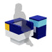 Silhouette of person sitting in Chair next to a table made from EverBlock Building Blocks Small Starter Kit