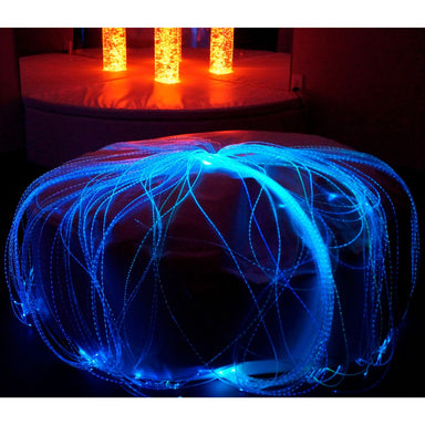Softie Sensory Bean Bag with blue LED Fiber Optics shining in the dark