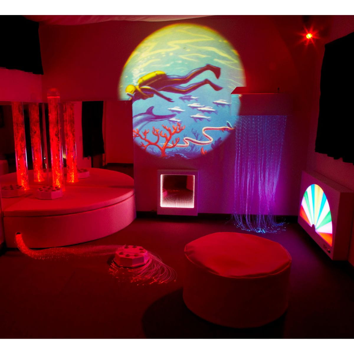 Superactive Sensory Room Package with bubble tube in red