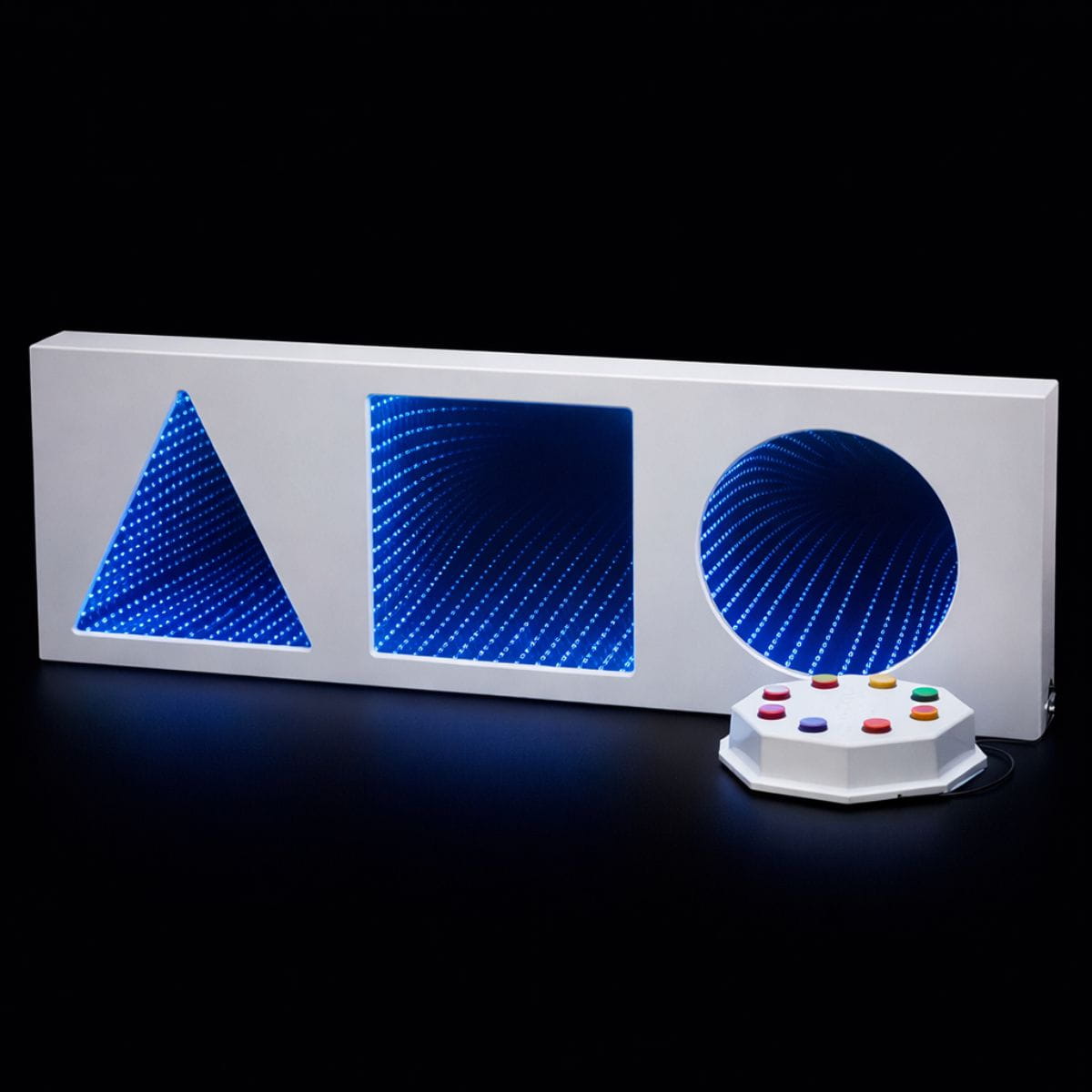 Superactive Three Shape LED Infinity Tunnel shwoing blue color with controller