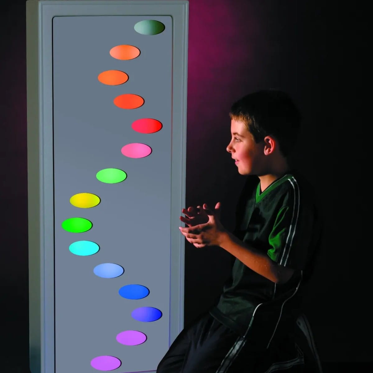 TFH Sensory Ladder Lights Color Dot Pattern Panel with Kid looking at it