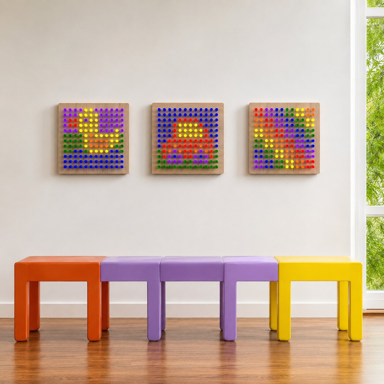 Three LiteZilla Mini Light Brights hung on wall together