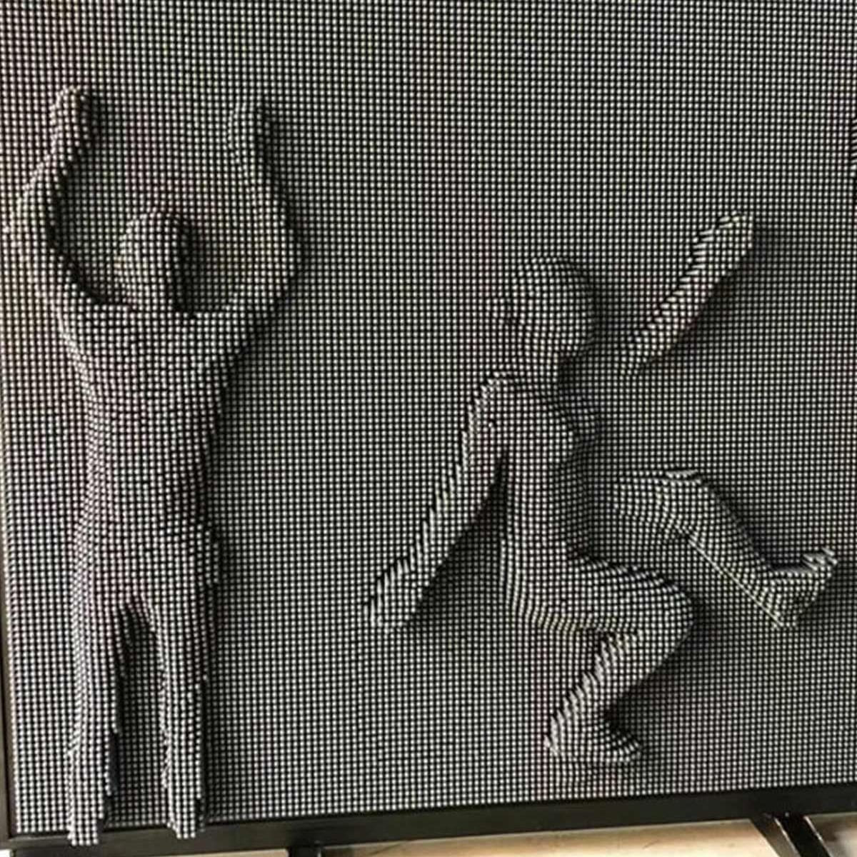 Two impression of people on the LiteZilla Clone Box Giant Pin Wall