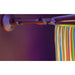 Up close view of Ultraviolet Waterfall cantilever mounting bracket and color strands hanging down from it 