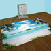 omiVista Mobii Interactive Projector with island image on floor